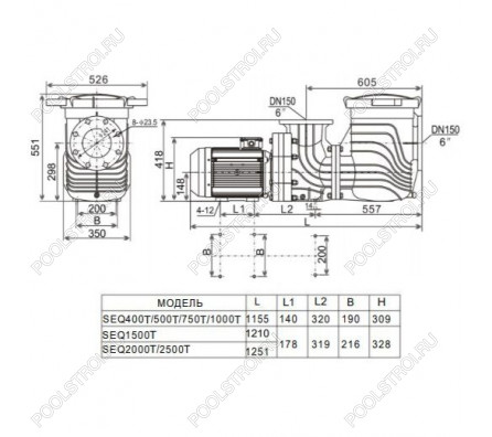 Насос для бассейна Aquaviva LX SEQ1000 (122м³/ч 7.36кВт 380В)