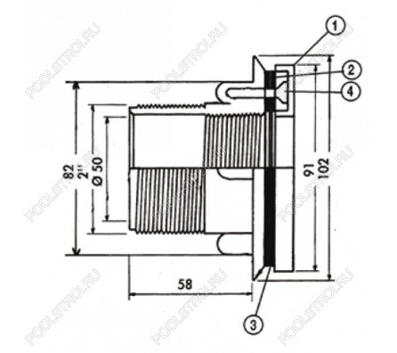 Форсунка пылесосная Hayward 3331LG, лайнер, 2”/50 mm